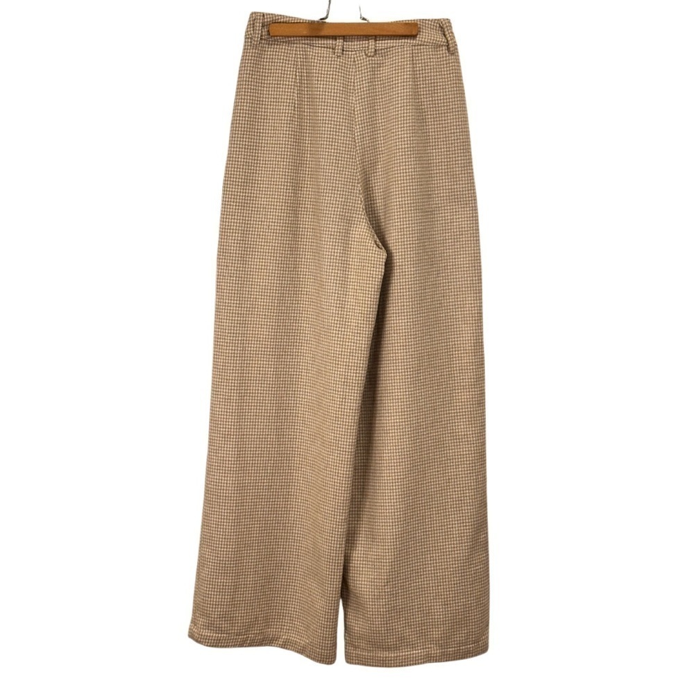 Motel Rocks Yeva Houndstooth Wide Leg Trouser Small Neutral Plaid Edgy Cool Girl - Picture 6 of 12